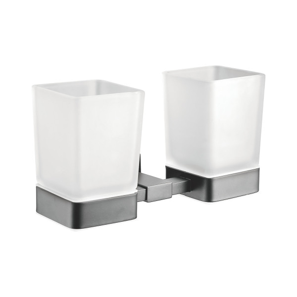 Стакан для ванной комнаты двойной Shevanik SG5622T, оружейная сталь. Фото 1