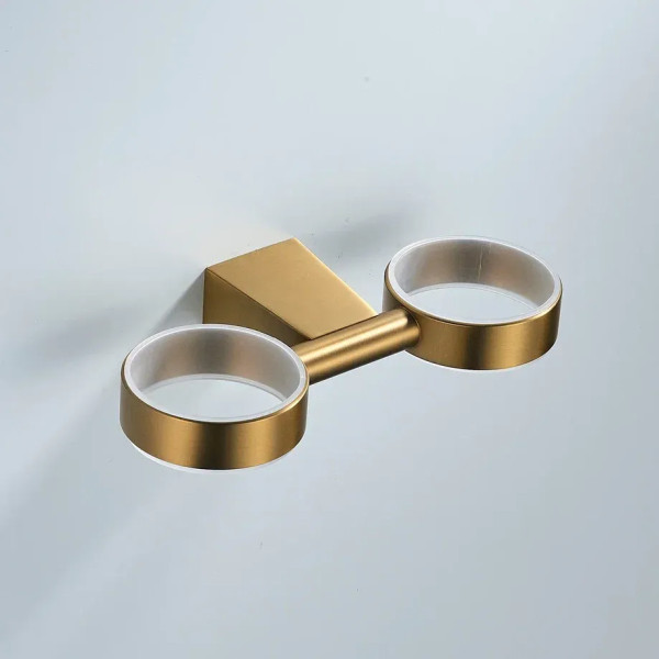 Стакан для ванной комнаты двойной Shevanik SG5722G, золотой сатин. Фото 5