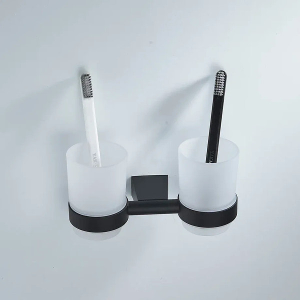 Стакан для ванной комнаты двойной Shevanik SG5722H, черный. Фото 3