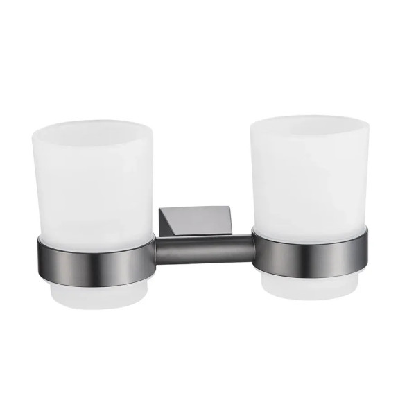 Стакан для ванной комнаты двойной Shevanik SG5722T, оружейная сталь. Фото 1