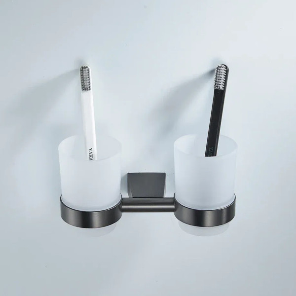 Стакан для ванной комнаты двойной Shevanik SG5722T, оружейная сталь. Фото 3