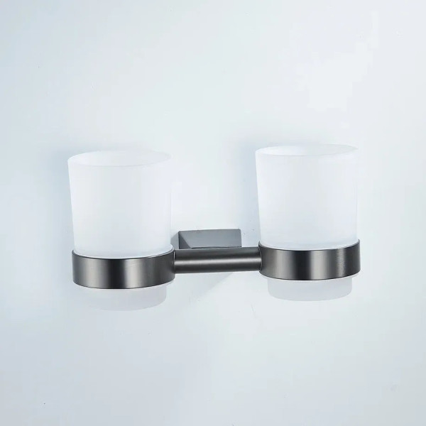 Стакан для ванной комнаты двойной Shevanik SG5722T, оружейная сталь. Фото 4