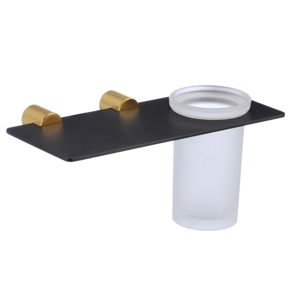 Стакан для ванной комнаты Savol S-002158HB, черный/золото. Фото 1