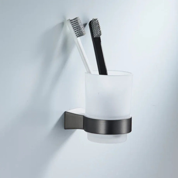 Стакан для ванной комнаты Shevanik SG5712T, оружейная сталь. Фото 5