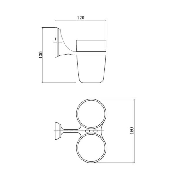 Стакан двойной для ванной комнаты FASHUN A1508, хром. Фото 2