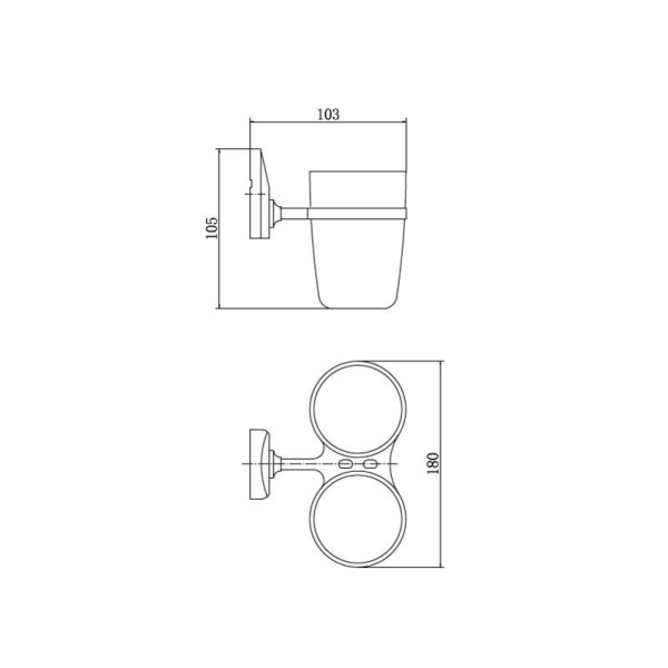 Стакан двойной для ванной комнаты FASHUN A1608, хром. Фото 2