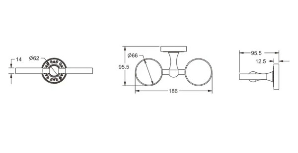 Стакан двойной для ванной комнаты Rose RG1022Q, бронза. Фото 2