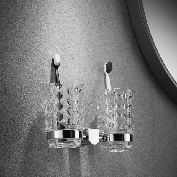 Стакан двойной для ванной комнаты Rose RG1722, хром. Фото 3