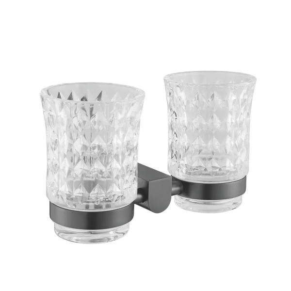 Стакан двойной для ванной комнаты Rose RG1722T, пепельный. Фото 1