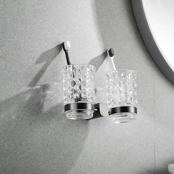 Стакан двойной для ванной комнаты Rose RG1722T, пепельный. Фото 3