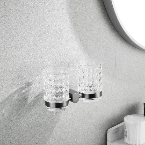 Стакан двойной для ванной комнаты Rose RG1722T, пепельный. Фото 5