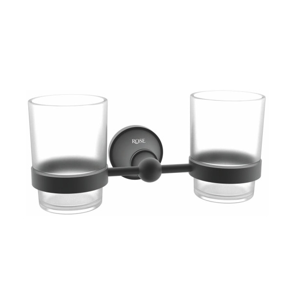 Стакан двойной для ванной комнаты Rose RG1922H, черный. Фото 1