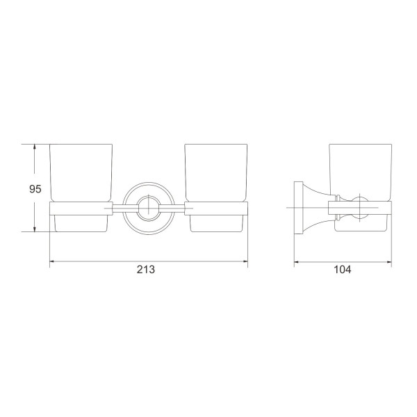 Стакан двойной для ванной комнаты Rose RG1922H, черный. Фото 2