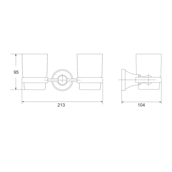 Стакан двойной для ванной комнаты Rose RG1922T, пепельный. Фото 2
