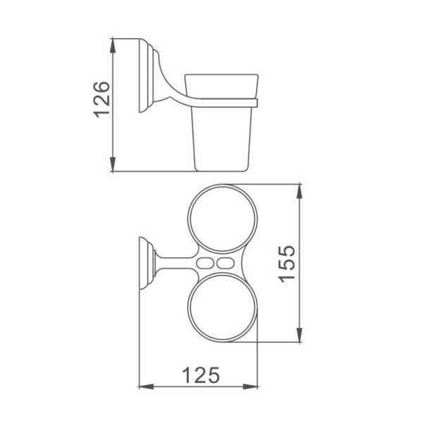 Стакан двойной Maretti Karla KA8022010, хром. Фото 2