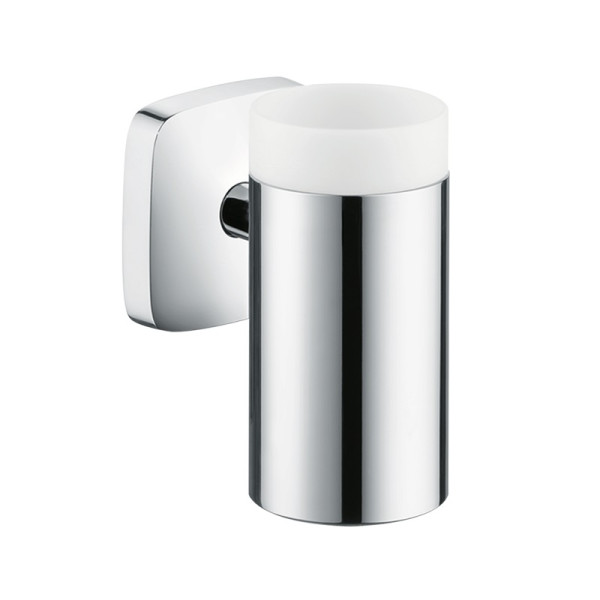 Стаканчик для зубных щеток Hansgrohe PuraVida, керамический, с держателем, хром (41504000). Фото 1