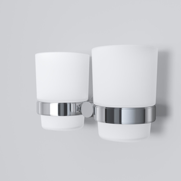 Стеклянный стакан с настенным держателем, двойной. Фото 4