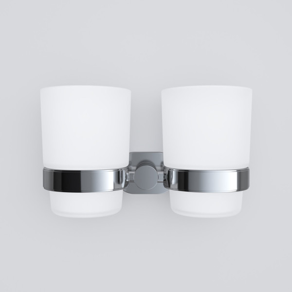 Стеклянный стакан с настенным держателем, двойной. Фото 5