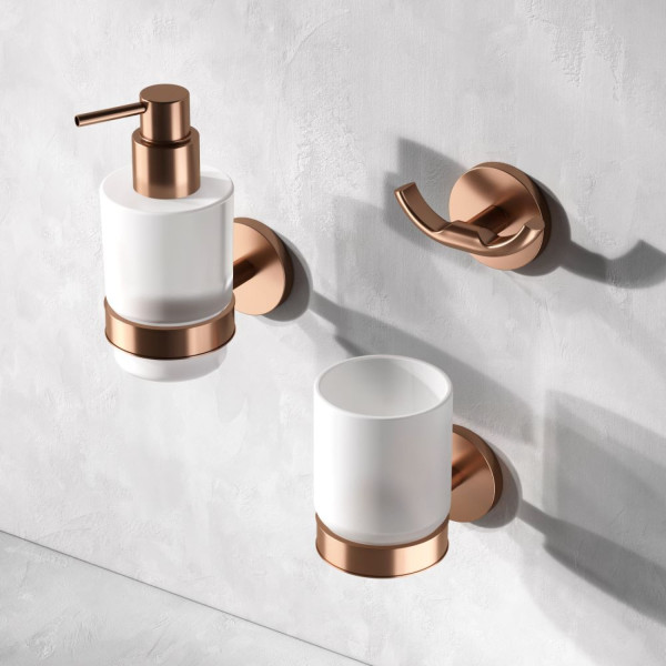 Стеклянный стакан с настенным держателем, розовое золото. Фото 2