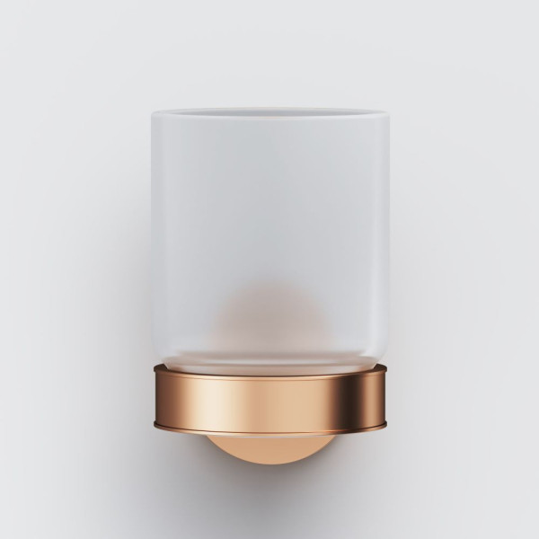 Стеклянный стакан с настенным держателем, розовое золото. Фото 5