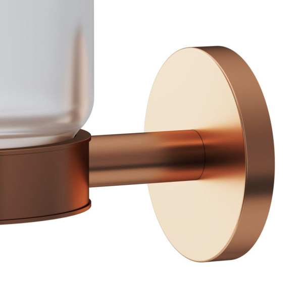 Стеклянный стакан с настенным держателем, розовое золото. Фото 6