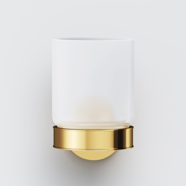 Стеклянный стакан с настенным держателем, золото. Фото 5