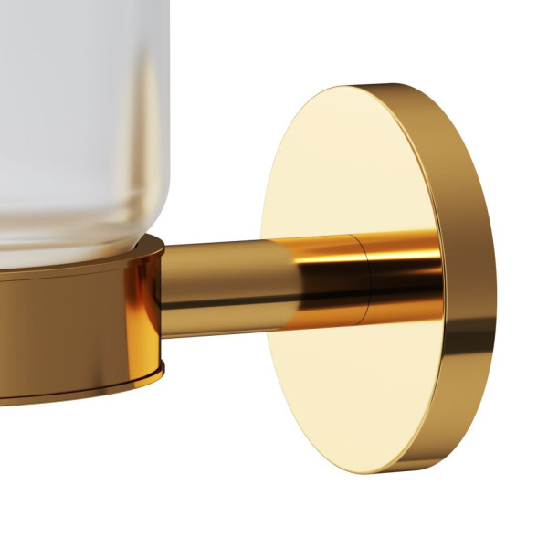 Стеклянный стакан с настенным держателем, золото. Фото 6