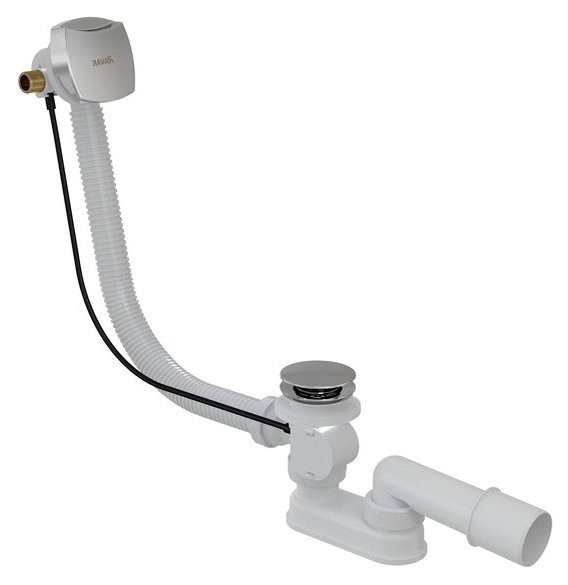 Сточный комплект с заполнением переливом хром (квадратный) 800мм. Фото 1