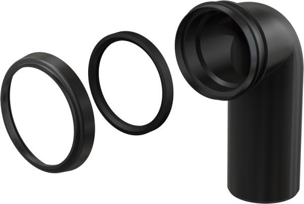 Стоковое колено Alcadrain 90/90, черный (M908). Фото 1