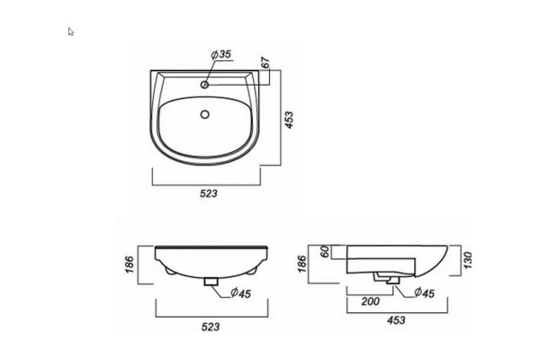 Т 50 Умывальник мебельный ВКС Белый S1 (замена умывальника Аттика 50). Фото 3