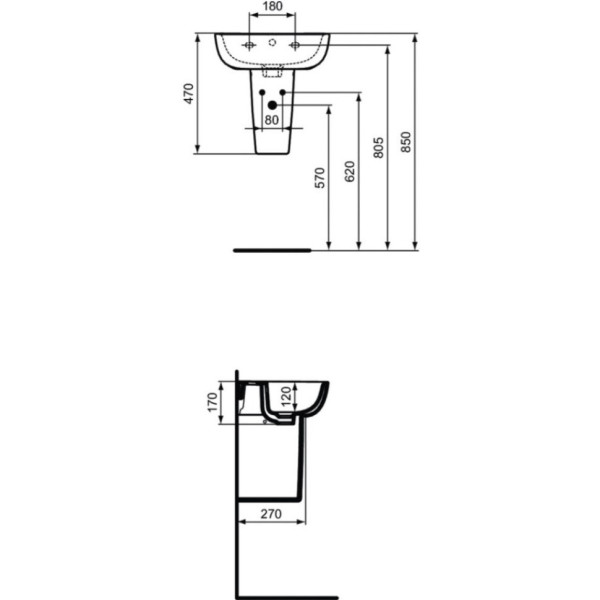 T290301 ESEDRA Полуколонна для умывальника ESEDRA Guest (45 см), с крепежом TT0257919. Фото 3