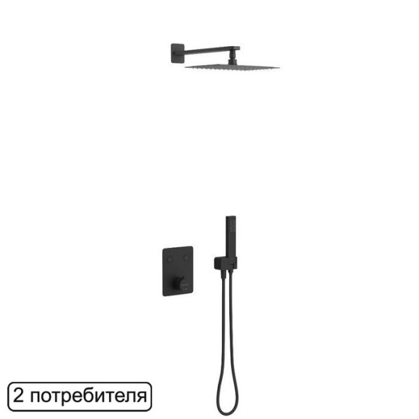 Термостатическая душевая система скрытого монтажа EXCELLENT Krotos AREX.SET.8045BL (черный мат). Фото 1