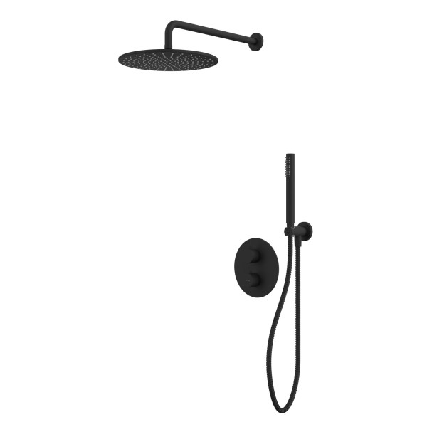 Термостатическая душевая система скрытого монтажа WHITECROSS Y YSET08BL (черный мат). Фото 1