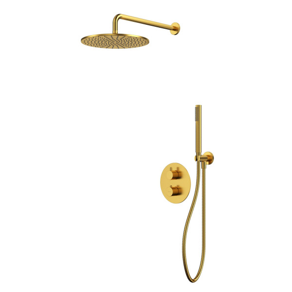 Термостатическая душевая система скрытого монтажа WHITECROSS Y YSET08GLB (брашированное золото). Фото 1