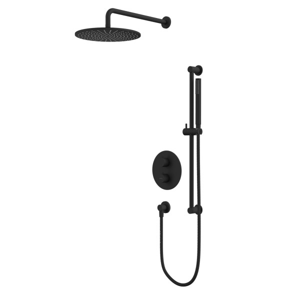 Термостатическая душевая система скрытого монтажа WHITECROSS Y YSET09BL (черный мат). Фото 1
