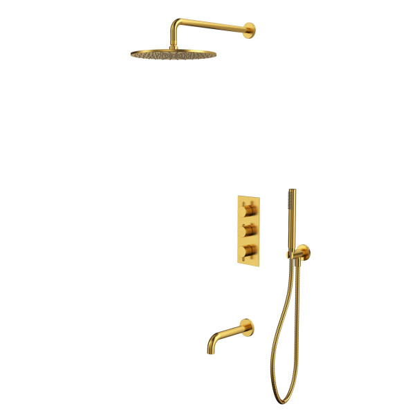 Термостатическая система для ванны скрытого монтажа WHITECROSS Y YSET11GLB (брашированное золото). Фото 1