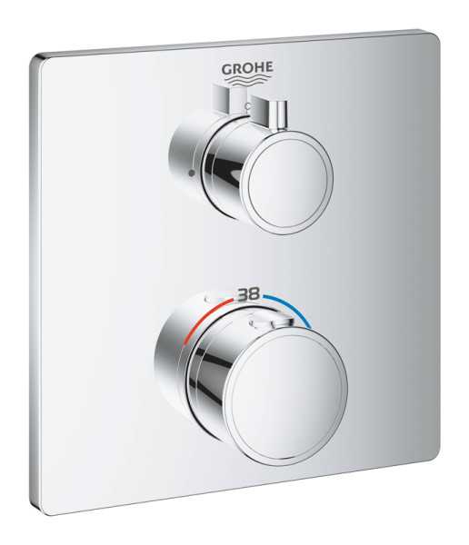 Термостатический смеситель для душа GROHE Grohtherm, квадратная розетка, хром (24078000). Фото 1