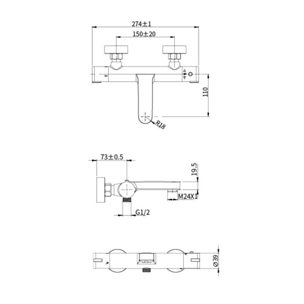 Термостатический смеситель для ванны Olive s TERMO 34200TM, хром. Фото 2