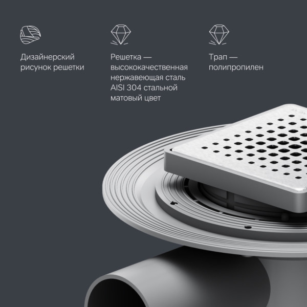 Трап для душа точечный, универсальный затвор Cut Gradient, 10 см. Фото 6