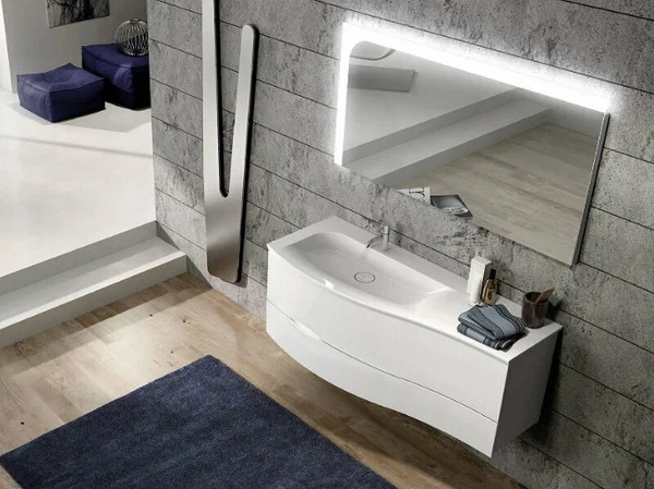 Тумба 1210х475 мм. с 2 мя выдв. ящик,рак.из мин. литья с 1 отв. под см-ль, ручки  G0165, левая версия, в компл сифон, цвет белый гл.. Фото 1