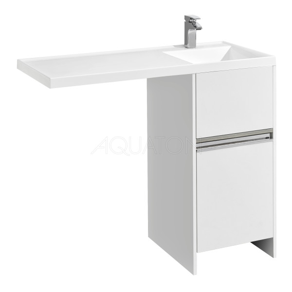 Тумба для раковины AQUATON Лондри 400 под стиральную машинку, белая (1A236001LH010). Фото 1