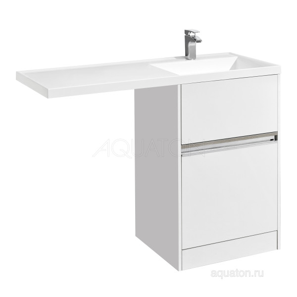 Тумба для раковины AQUATON Лондри 600 под стиральную машинку, белая (1A235901LH010). Фото 1
