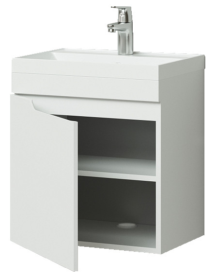 Тумба Итана Alexa 50 493х343х570 подвесная с раковиной Clarissa 50 левый Белый глянец (CS00080610). Фото 1