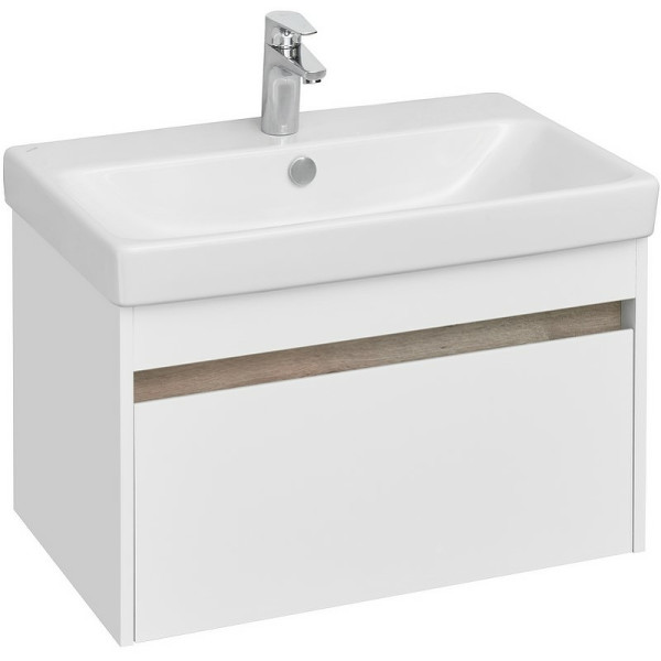 Тумба под раковину AQUATON Марти 70 подвесная, Белый/Дуб Эндгрейн (1A267501MY010). Фото 1