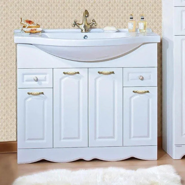 Тумба под раковину напольная Бриклаер АННА белый , 100 см. Фото 1