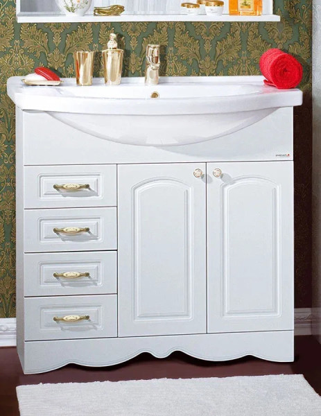 Тумба под раковину напольная Бриклаер АННА белый , 90 см. Фото 1