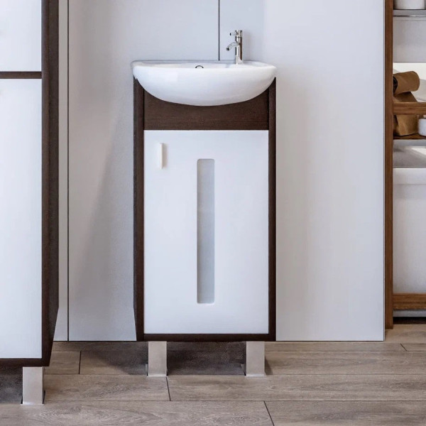 Тумба под раковину напольная Бриклаер БАЛИ правая венге/белый , 40 см. Фото 1