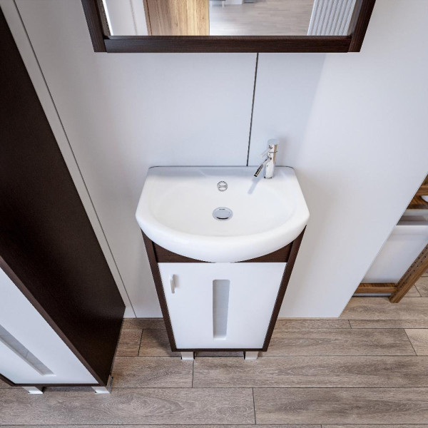 Тумба под раковину напольная Бриклаер БАЛИ правая венге/белый , 40 см. Фото 4