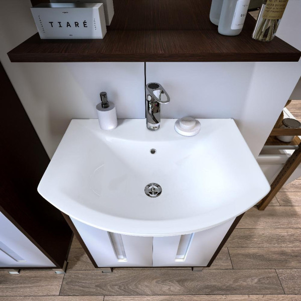 Тумба под раковину напольная Бриклаер БАЛИ венге/белый , 60 см. Фото 5