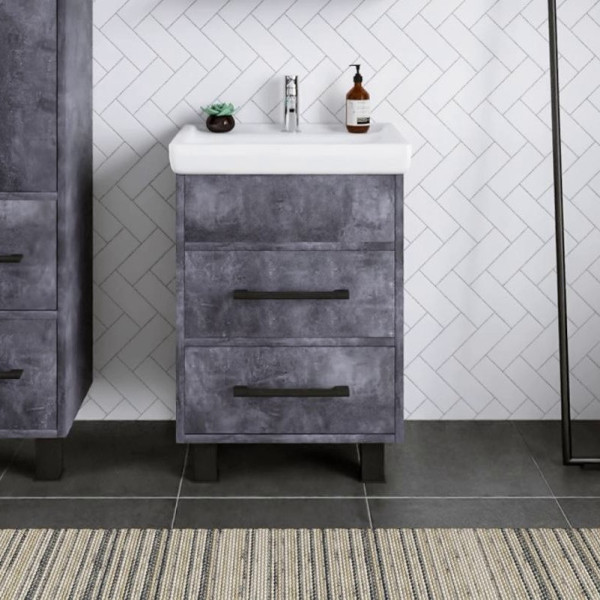 Тумба под раковину напольная Бриклаер ЧИЛИ цемент, 55 см. Фото 1